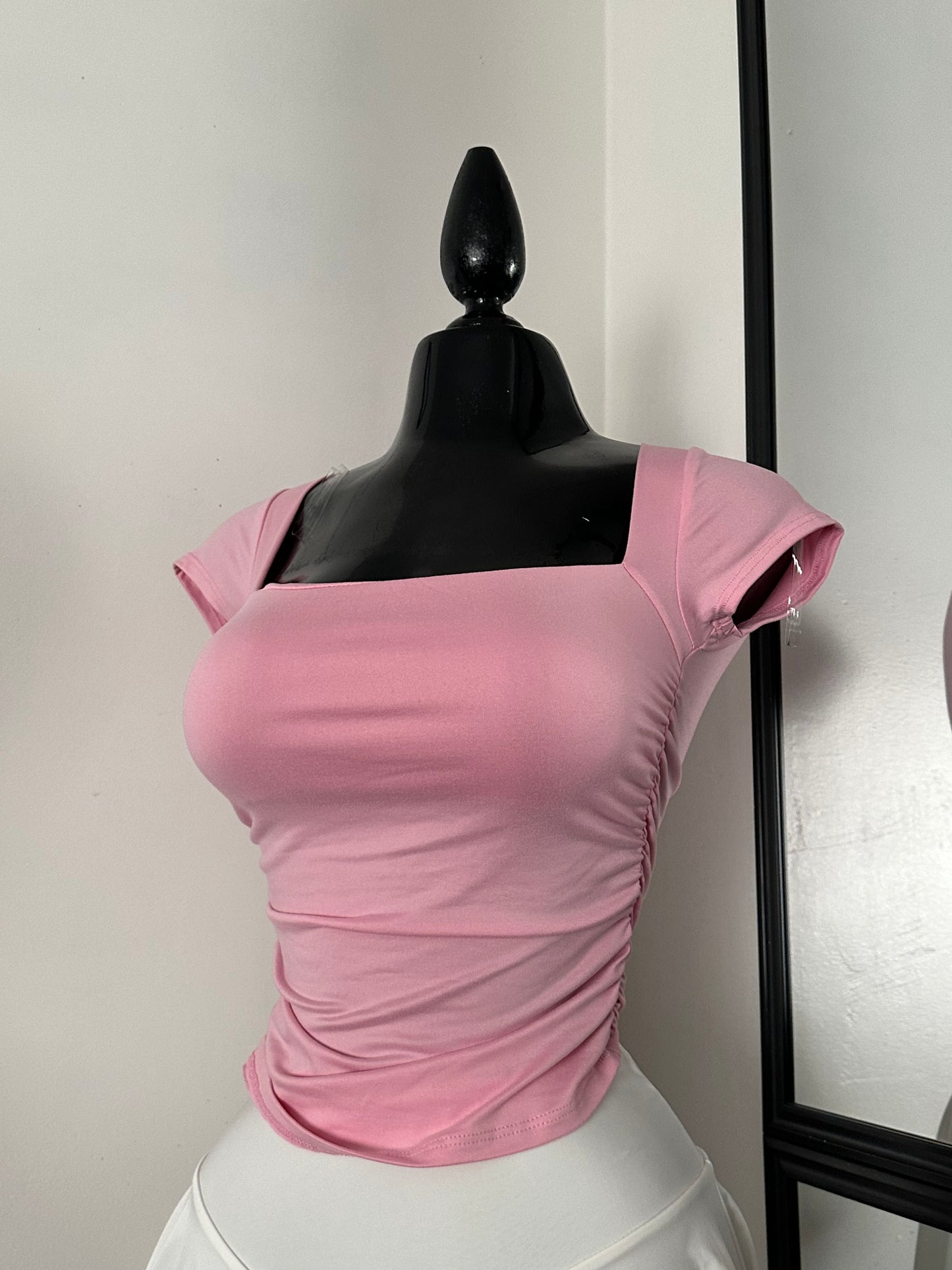 Top casual de manga corta (rosa)