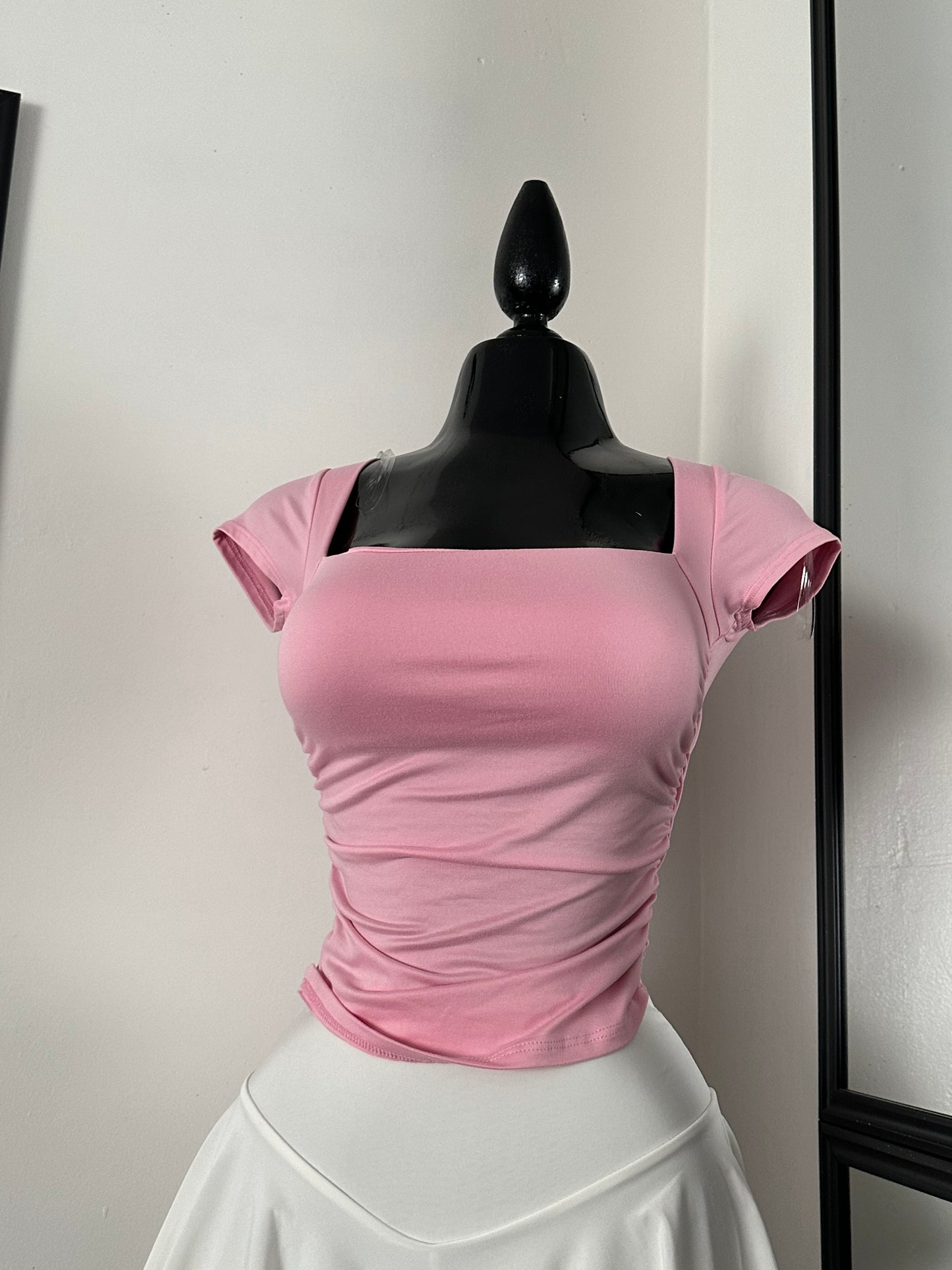 Top casual de manga corta (rosa)