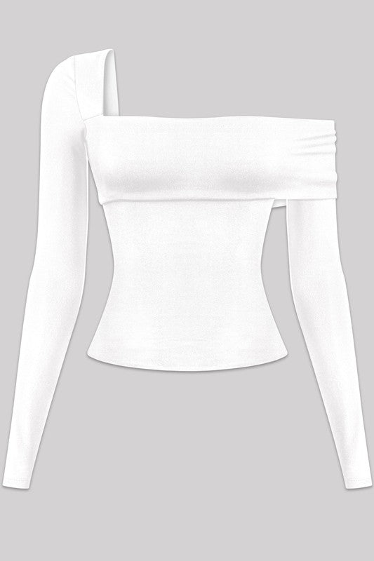 Asymmetrical long sleeve top