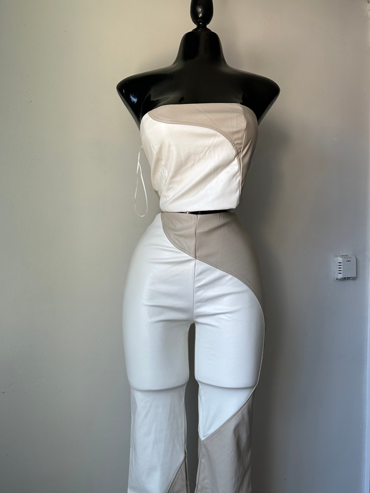 Ivory leather pants