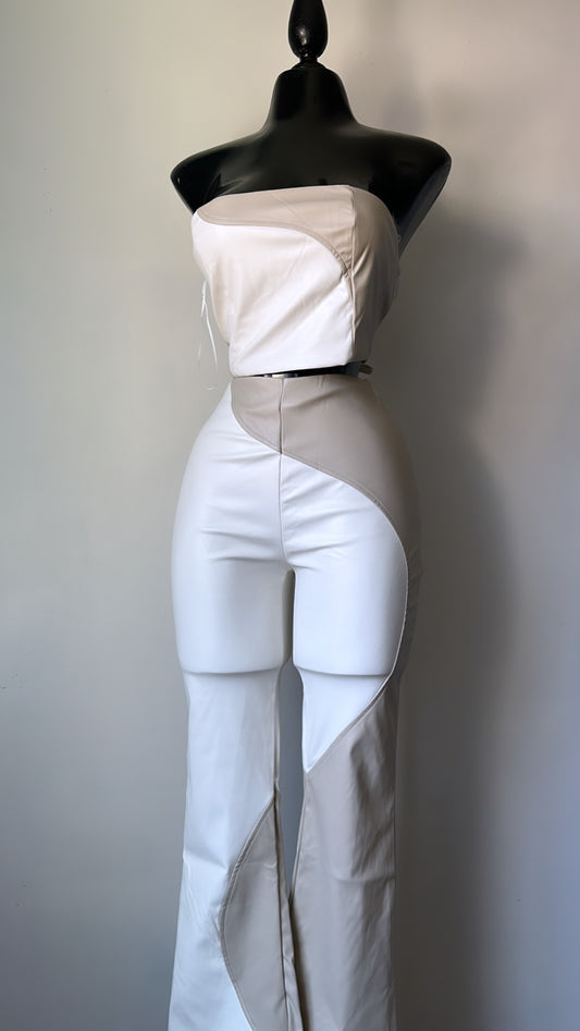 Ivory leather pants