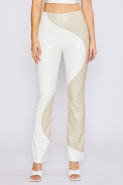 pantalones de cuero marfil